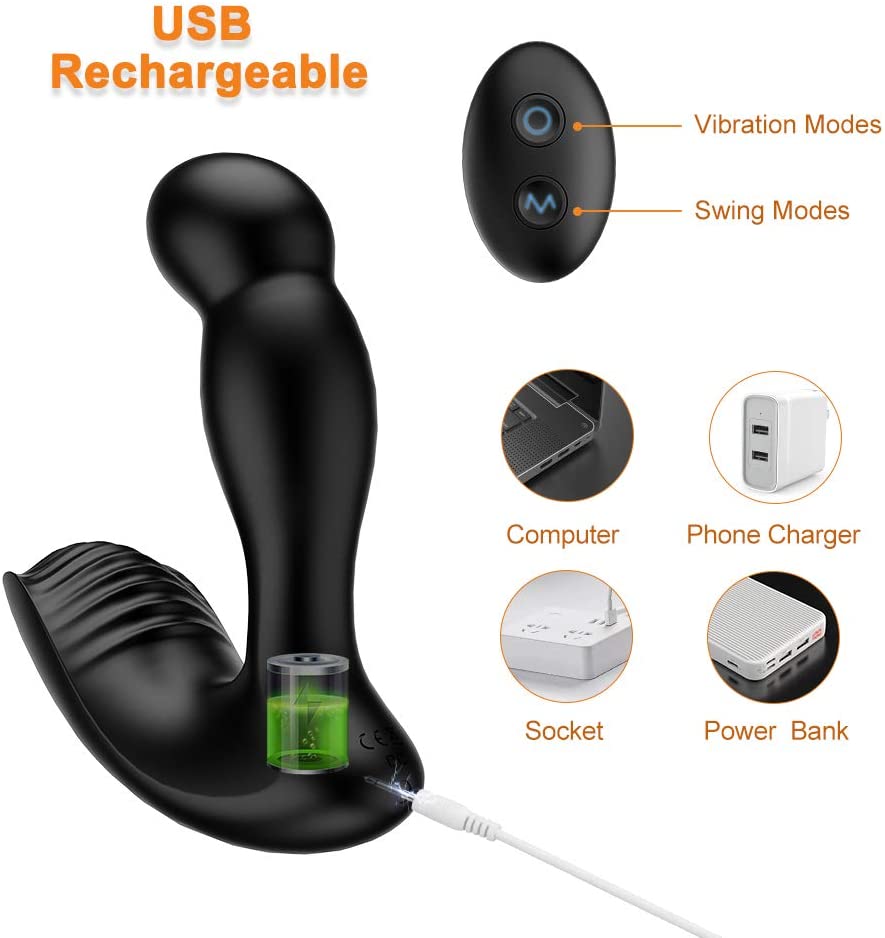 Wiggle Prostate Massager Anal Vibrator with 5 Swing Motion and 10 Vibration Modes, Wireless Remote Control Waterproof Vibrating Butt Plug, Anus Stimulation Anal Sex Toys for Men, Women and Couples foto