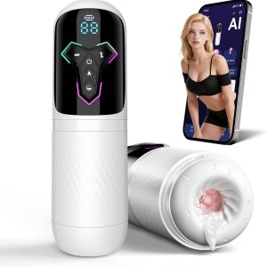 Licking Heating Male Masturbator Penis Pump with 10 Vibrating 7 Thrusting 5 Suck
