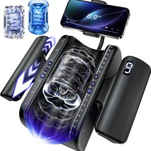 Hands Free Automatic Masturbator Cup with 2 Sleeves Phone Stand