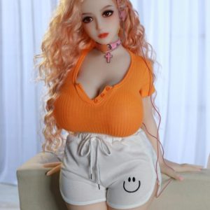 Peach Curly Lifelike Companion Sex Doll Your Quiet Everyday Muse for Creative Moments Height 108cm
